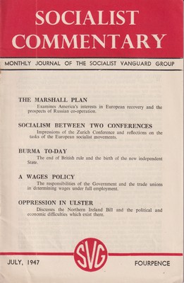 Bild des Verkufers fr Socialist Commentary: Monthly Journal of the Socialist Vanguard Group. (Volume 11, No. 19. July, 1947) zum Verkauf von Kennys Bookshop and Art Galleries Ltd.