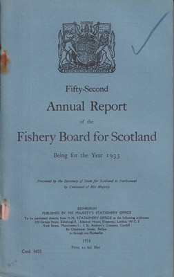 Imagen del vendedor de Fifty-Second Annual Report of the Fishery Board for Scotland Being for the Year 1933 a la venta por Kennys Bookshop and Art Galleries Ltd.