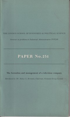 Seller image for Seminar on Problems in Industrial Administration 1959/60: The Formation and Management of a Television Company (Paper No. 251) for sale by Kennys Bookshop and Art Galleries Ltd.