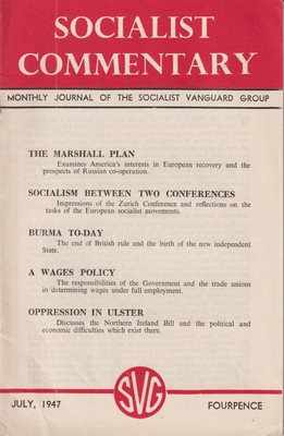 Bild des Verkufers fr Socialist Commentary: Monthly Journal of the Socialist Vanguard Group. (Volume 11, No. 19. July, 1947) zum Verkauf von Kennys Bookstore