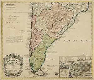 Imagen del vendedor de [Mapa de Sudamrica] Typus Geographicus Chili, Paraguay Freti Magellanici & c. a la venta por Bolivar Old Prints Anticuario