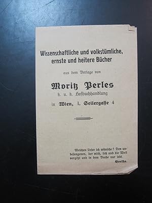 Wissenschaftliche und volkstümliche, ernste und heiter Bücher aus dem Verlage von Moritz Perles.3...