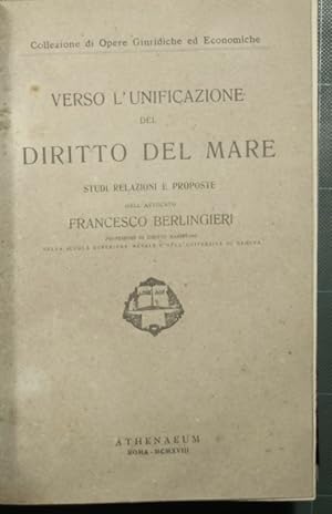 Bild des Verkufers fr Verso l'unificazione del diritto del mare zum Verkauf von Antica Libreria di Bugliarello Bruno S.A.S.