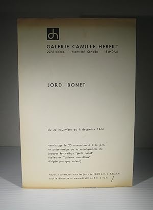 Jordi Bonet, du 25 novembre au 9 décembre 1964