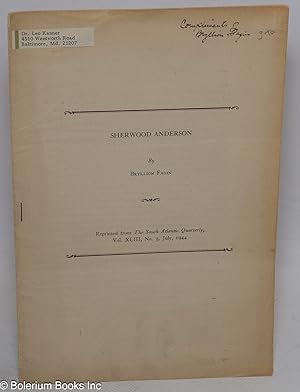 Image du vendeur pour Sherwood Anderson mis en vente par Bolerium Books Inc.