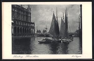 Ansichtskarte Hamburg, Postwertzeichen-Ausstellung 1925, Boote auf der Kleinen Alster, Ganzsache