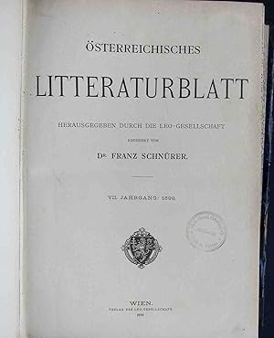 Seller image for sterreichisches Litteraturblatt. VII. Jahrgang: 1898 for sale by books4less (Versandantiquariat Petra Gros GmbH & Co. KG)