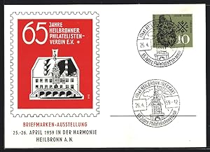 Ansichtskarte Heilbronn a. N., Briefmarken-Ausstellung 1959, Harmonie, 65 Jahre Heilbronner Phila...