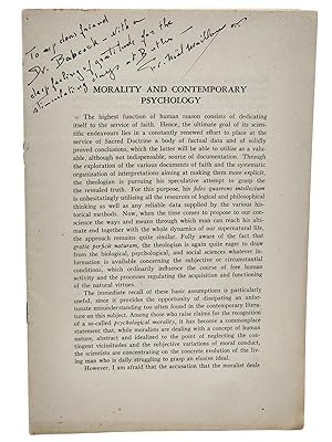 Seller image for MORALITY AND CONTEMPORARY PSYCHOLOGY (Inscribed to colleague) for sale by Bert Babcock - Bookseller,  LLC