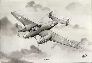 Künstler Ansichtskarte / Postkarte Russisches Militärflugzeug PE-2