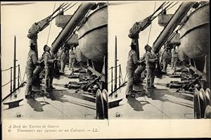Stereo Ansichtskarte / Postkarte Französisches Kriegsschiff, Cuirasse, Timoniers aux signaux