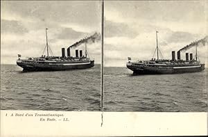 Stereo Ansichtskarte / Postkarte Dampfer auf dem Meer