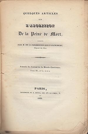 Image du vendeur pour Quelques articles sur l'a?bolition de la peine de mort mis en vente par PRISCA