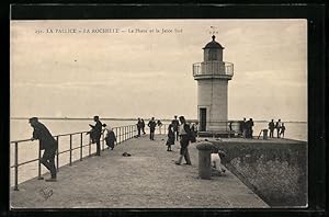 Ansichtskarte Rochelle, La Pallice, Le Phare et la Jetee Sud, Blick über die Mole zum Leuchtturm