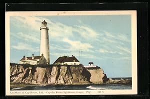 Ansichtskarte Cap Rosier, P. Q., Lighthouse, Leuchtturm und Häuser an Steilküste