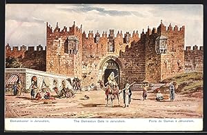 Künstler-Ansichtskarte F.Perlberg: Damaskustor in Jerusalem, Damascus gate, Porte de Damas