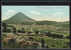 Postcard Mexico, El Volcan Santa Maria y el Valle del Pinal