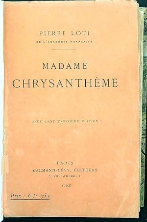 Bild des Verkufers fr Madame chrysantheme zum Verkauf von Librodifaccia