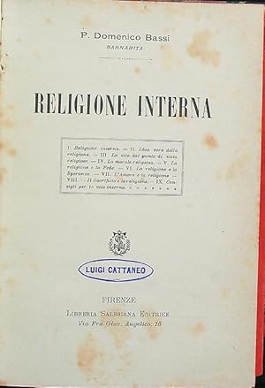 Bild des Verkufers fr Religione interna zum Verkauf von Librodifaccia