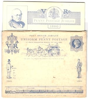 Briefumschlag mit Karte, Post Office Jubilee of Uniform Penny Postage at South Kensington Museum ...