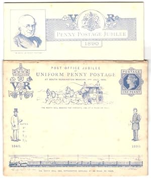 Briefumschlag mit Karte, Post Office Jubilee of Uniform Penny Postage at South Kensington Museum ...