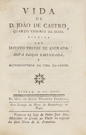 Bild des Verkufers fr VIDA DE D. JOO DE CASTRO, QUARTO VISO-REY DA INDIA. [1798] zum Verkauf von Livraria Castro e Silva