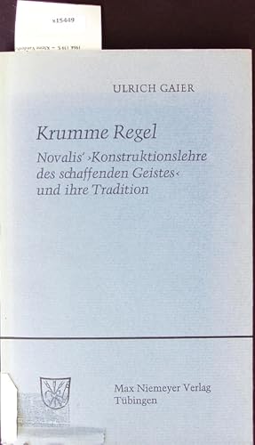 Bild des Verkufers fr Krumme Regel. Untersuchungen zur deutschen Literaturgeschichte. zum Verkauf von Antiquariat Bookfarm