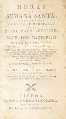 Bild des Verkufers fr HORAS DA SEMANA SANTA, [2. EDIO, 1776] zum Verkauf von Livraria Castro e Silva