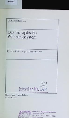 Bild des Verkufers fr Das Europische Whrungssystem. zum Verkauf von Antiquariat Bookfarm