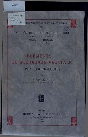 Seller image for Elements de Sociologie Vegetale. 251 - II for sale by Antiquariat Bookfarm