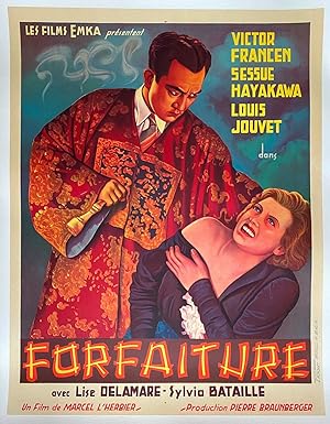 Affiche originale cinéma FORFAITURE Marcel L'Herbier LOUIS JOUVET Sessue Hayakawa 60x80cm