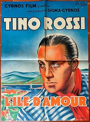 Affiche originale cinéma L'ILE D'AMOUR Maurice Cam TINO ROSSI Corse JOSSELINE GAEL 60x80cm