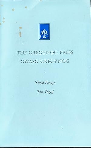 Imagen del vendedor de The Gregynog Press / Gwasg Gregynog. Three Essays / Tair Ysgrif a la venta por Shore Books