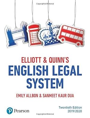 Image du vendeur pour Elliott & Quinn's English Legal System mis en vente par WeBuyBooks