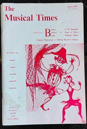 Imagen del vendedor de The Musical Times August 1968 / G W Hopkins "Debussy and Boulez" / Peter J Pirie "Bantock and his Generation" / William Mann "The music of Don Banks" / Charles Mackerras talks to Stanley Sadie - "Editing Mozart's Operas" a la venta por Shore Books