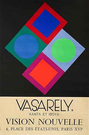 1960s French Exhibition poster - Vasarely, Kanta et Iboya, Vision Nouvelle