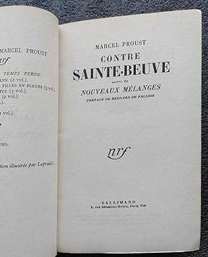 Contre Sainte-Beuve suivi de Nouveaux Mélanges préface de Bernard de Fallois 1954