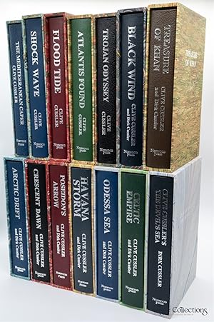 Immagine del venditore per The Mediterranean Caper, Shock Wave, Flood Tide, Atlantis Found, Trojan Odyssey, Black Wind, Treasure of Khan, Arctic Drift, Crescent Dawn, Poseidon's Arrow, Havana Storm, Odessa Sea, Celtic Empire, the Devil's Sea (14 Lettered Dirk Pitt Novels) venduto da Rare Collections