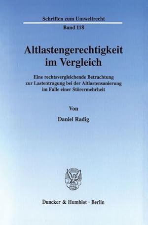 Seller image for Altlastengerechtigkeit im Vergleich. for sale by BuchWeltWeit Ludwig Meier e.K.