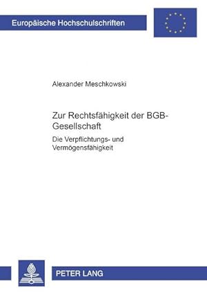 Image du vendeur pour Zur Rechtsfhigkeit der BGB-Gesellschaft mis en vente par BuchWeltWeit Ludwig Meier e.K.