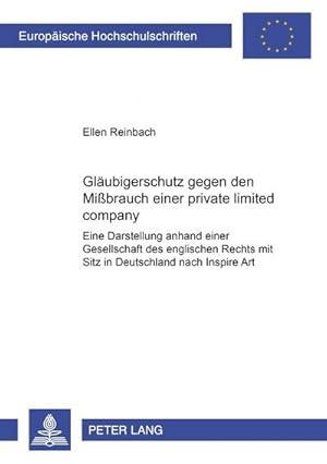 Bild des Verkufers fr Glubigerschutz gegen den Mibrauch einer private limited company zum Verkauf von BuchWeltWeit Ludwig Meier e.K.