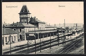 Ansichtskarte Saargemünd, Bahnhof aus der Vogelschau