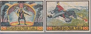 [Notgeld: 2 Serienscheine] 2*50 Pfg. Notgeld der Stadt Roda in Altenburg [heute Stadtroda]. Roda ...