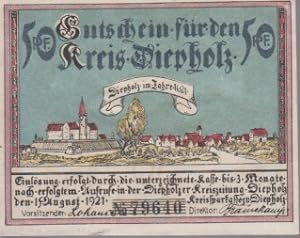[Notgeld: Serienschein] 50 Pf., Gutschein für den Kreis Diepholz. Diepholz den 15. August 1921. E...