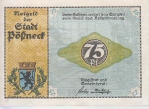 [Notgeld: Serienschein] 75 Pf. Notgeld der Stadt Pößneck. Dieser Gutschein verliert seine Gültigk...