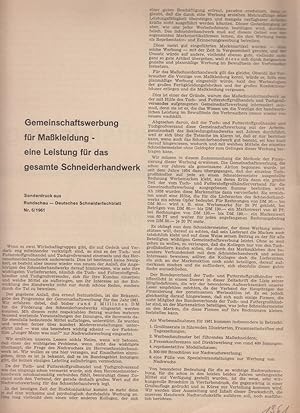 Gemeinschaftswerbung für Maßkleidung - eine Leistung für das gesamte Schneiderhandwerk. Sonderdru...