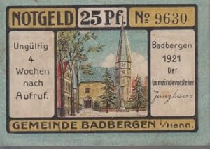 [Notgeld: Serienschein] 25 Pf. Notgeld Gemeinde Badbergen i. Hann. Badbergen 1921. Ungültig 4 Woc...