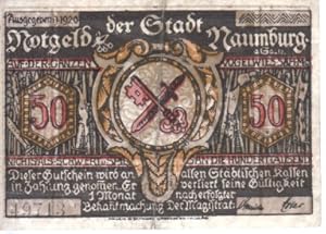 [Notgeld: Serienschein] 50 Pfg. Notgeld der Stadt Naumburg a. Saale. Ausgegeben i. J. 1920. Diese...