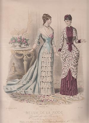 Bild des Verkufers fr Original-Modedruck aus: Revue de la Mode, 8e Anne 1879, No. 385. [Dritte Franzsische Republik]. Gazette de la Famille. E. Cheffer, Falconer imp. Paris. zum Verkauf von Fundus-Online GbR Borkert Schwarz Zerfa