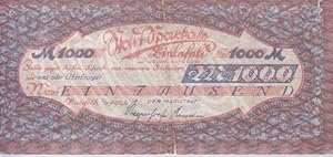 [Notgeld] 1000 Mark, Stadt-Sparkasse Bielefeld im neuen Rathaus. Bielefeld, 7.10.1922. Zahle gege...